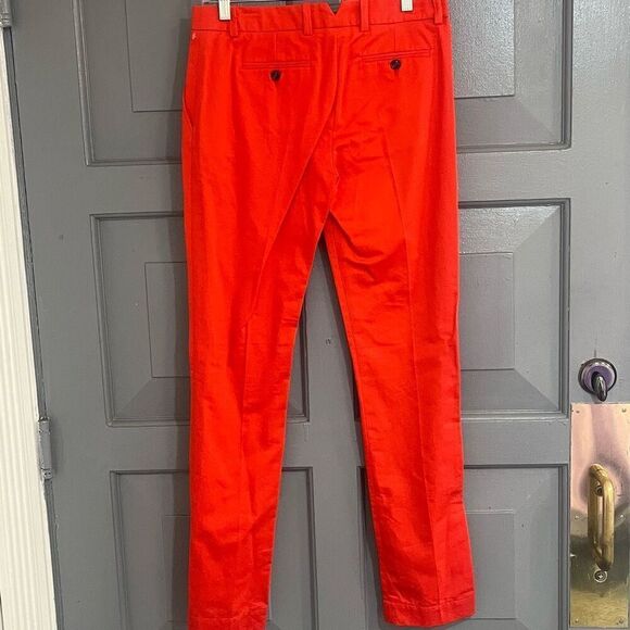 LACOSTE Woman’s  Pubion 100% Cotton Orange Straight Leg Trouser Pants Sz 4 NWT M - Picture 7 of 7